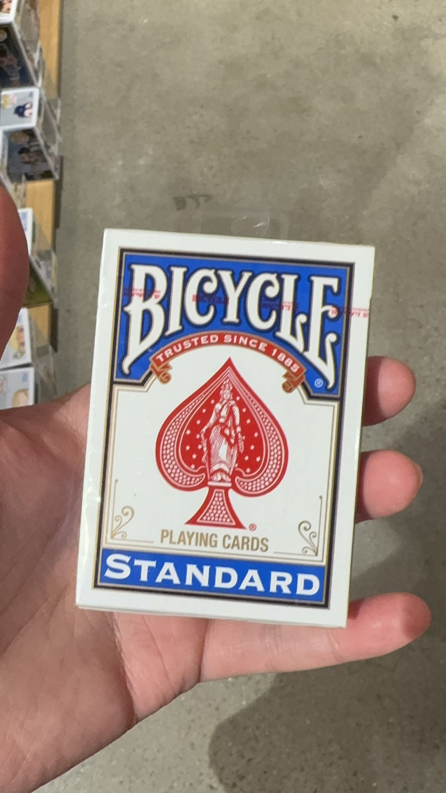 Holding the Bicycle Standard playing cards I bought