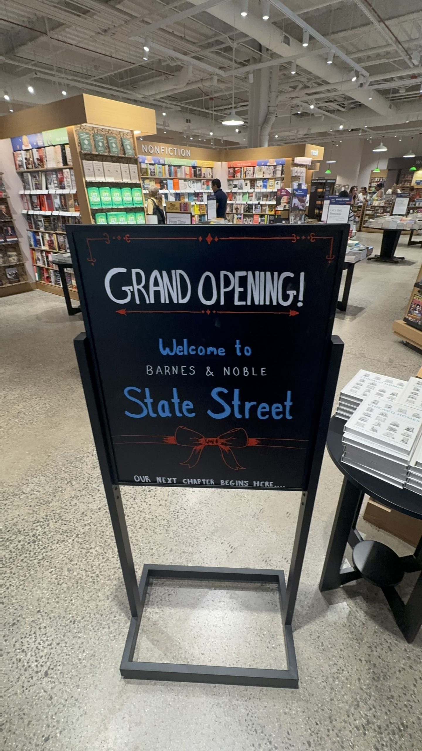 Grand opening welcome sign, different angle